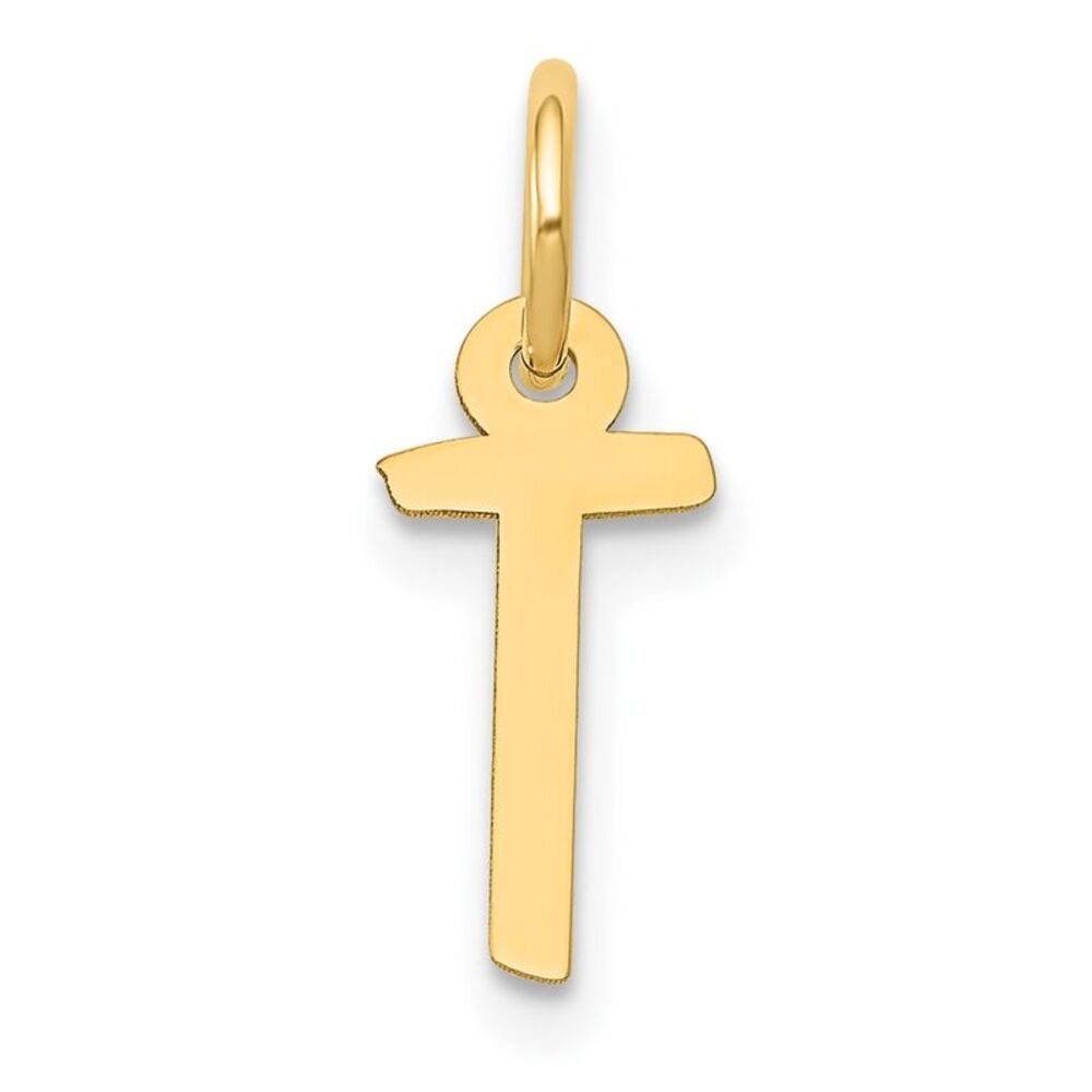 10k Yellow Gold Small Slanted Block Initial T Cha… - image 1